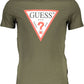 Slim-Fit Green Tee with Iconic Logo