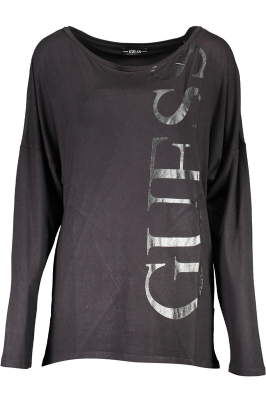 Chic Black Guess Long-Sleeved Tee with Logo Print