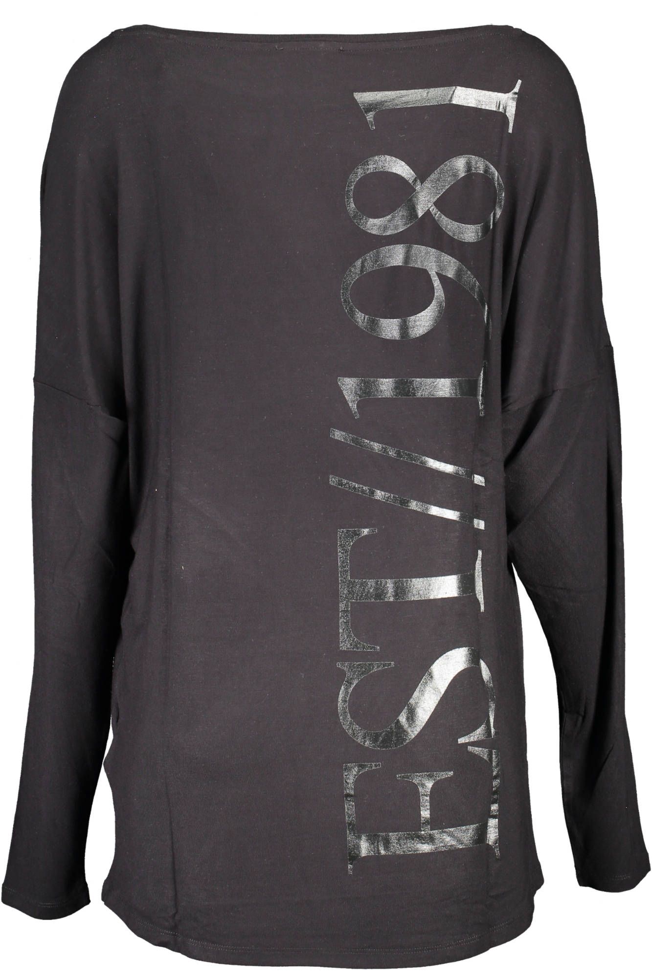 Chic Black Guess Long-Sleeved Tee with Logo Print