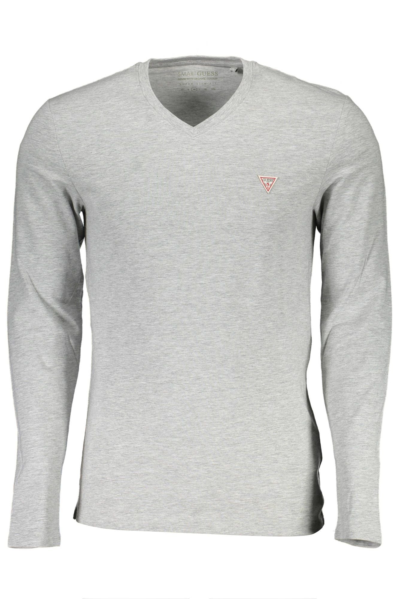 Slim Fit V-Neck Logo Tee in Gray