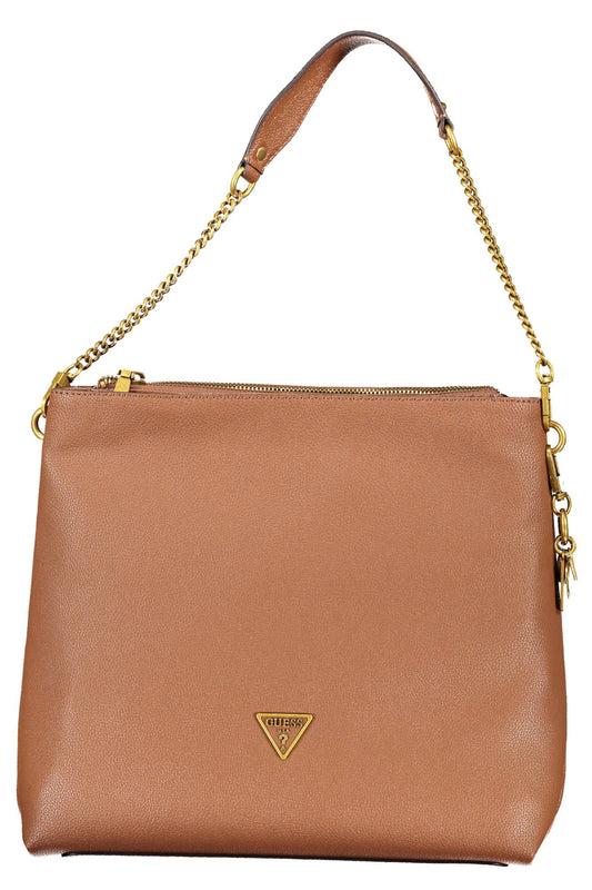 Chic Brown Polyurethane Shoulder Bag