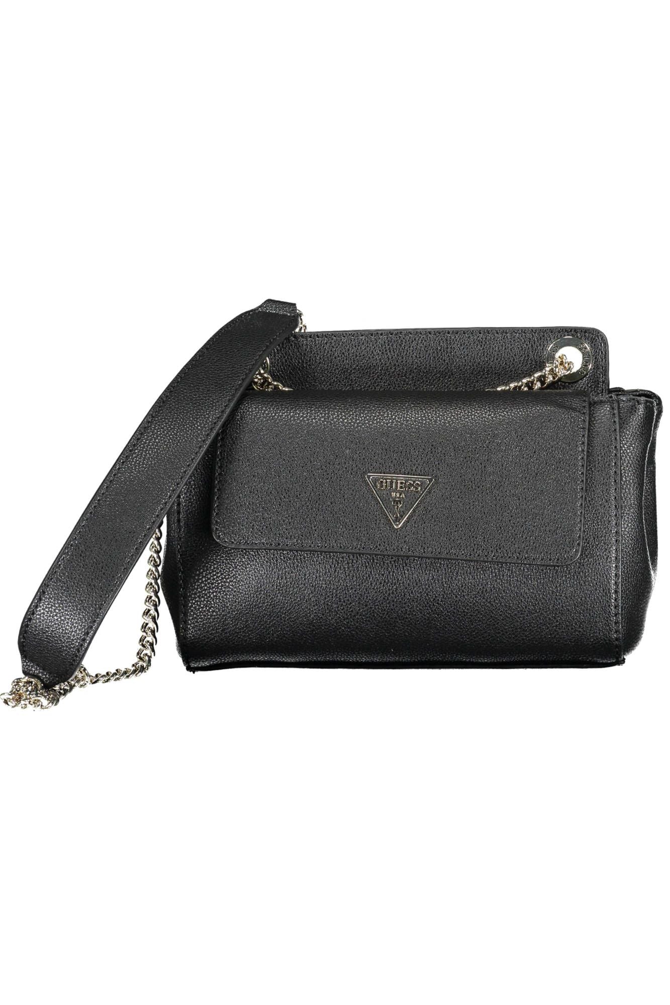 Chic Black Shoulder Bag with Sleek Compartments