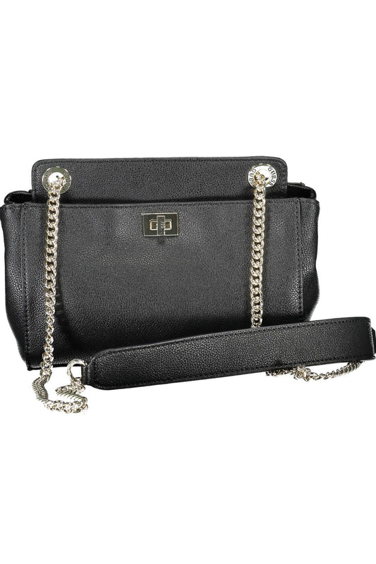 Chic Black Shoulder Bag with Sleek Compartments