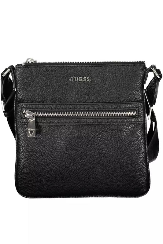 Sleek Black Polyethylene Shoulder Bag