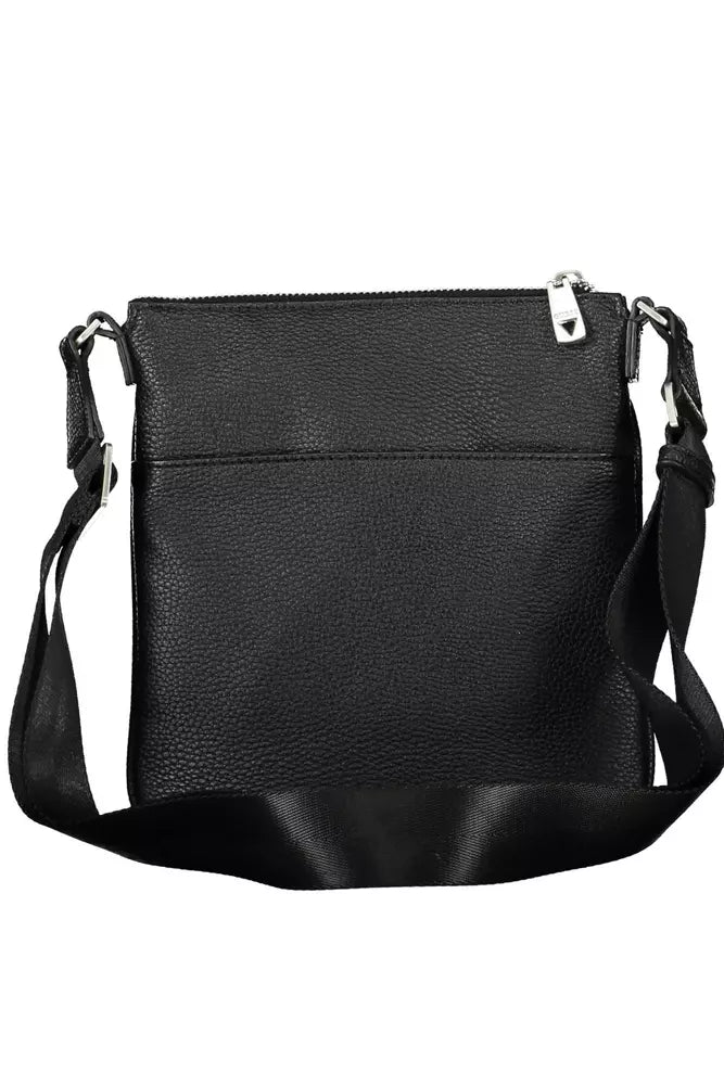 Sleek Black Polyethylene Shoulder Bag