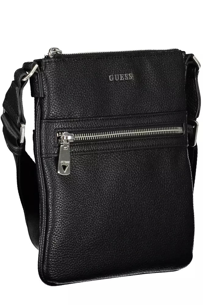 Sleek Black Polyethylene Shoulder Bag