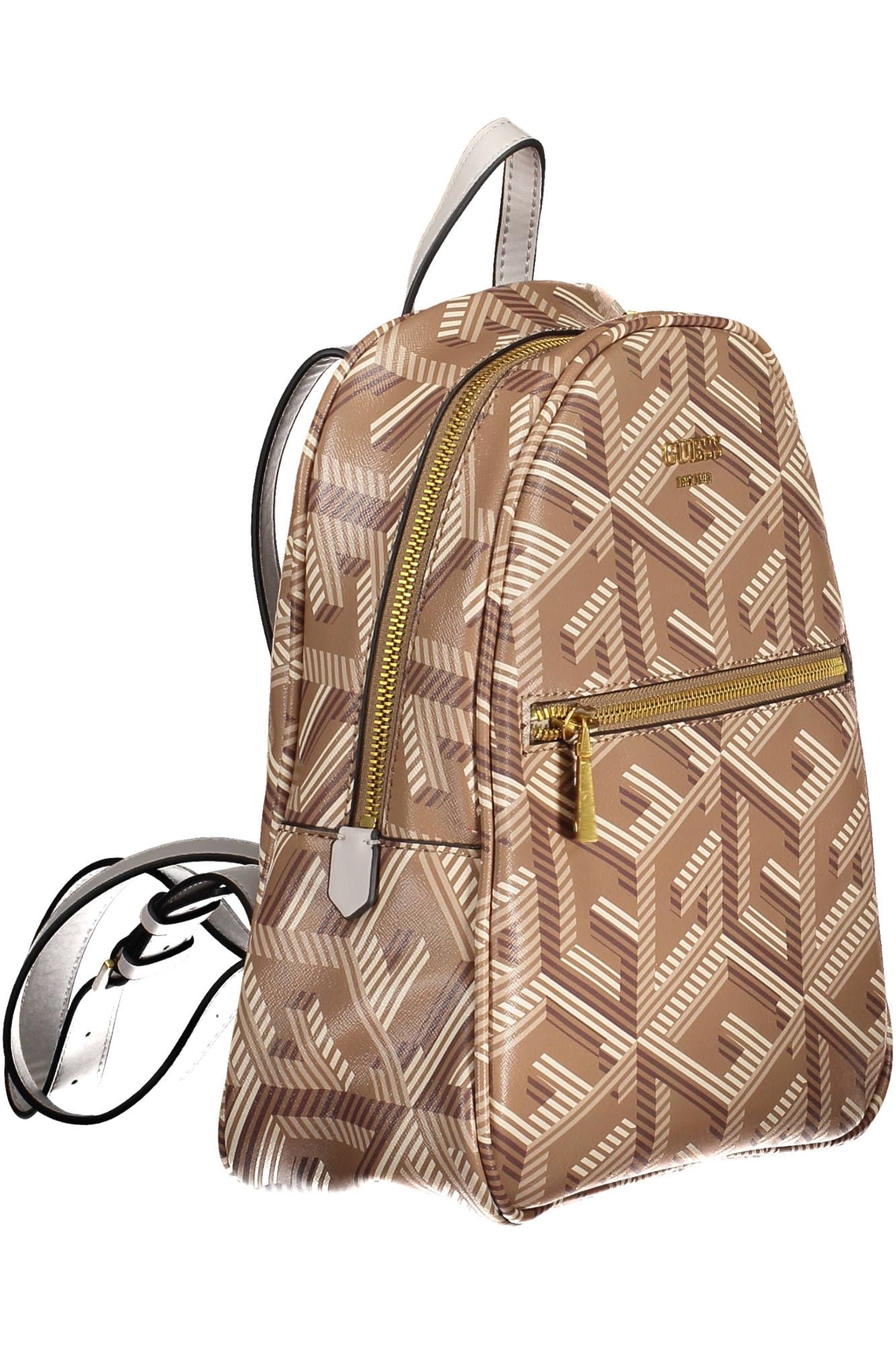 Chic Brown Backpack with Elegant Logo Detailing