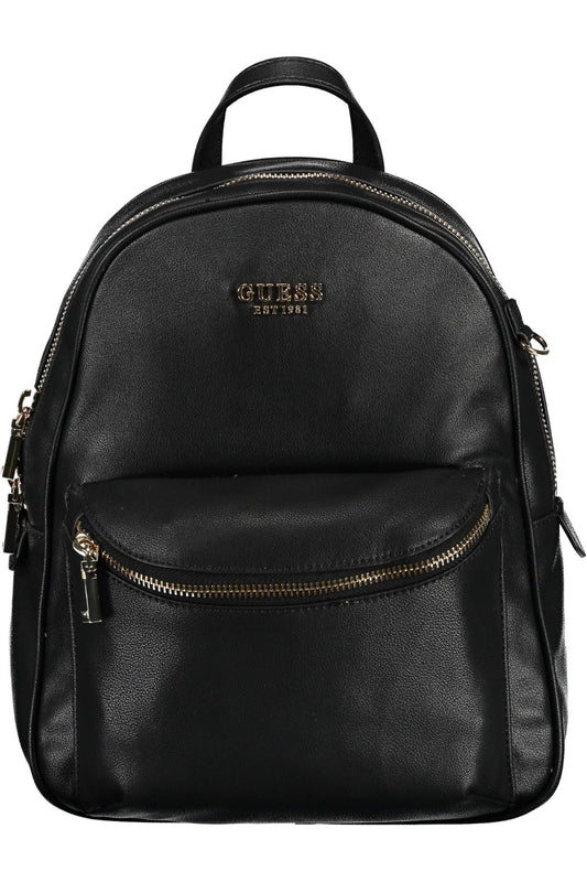 Elegant Black Polyurethane Backpack