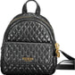 Chic Black Polyethylene Backpack with Logo Detail