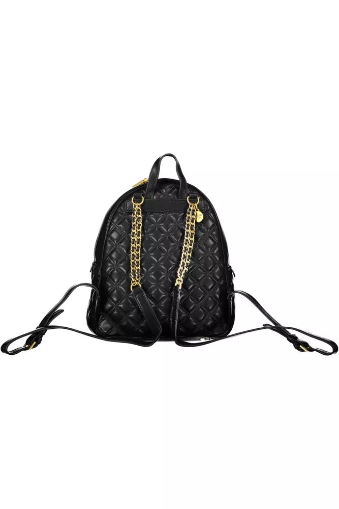 Elegant Black Logo Backpack with Contrasting Details