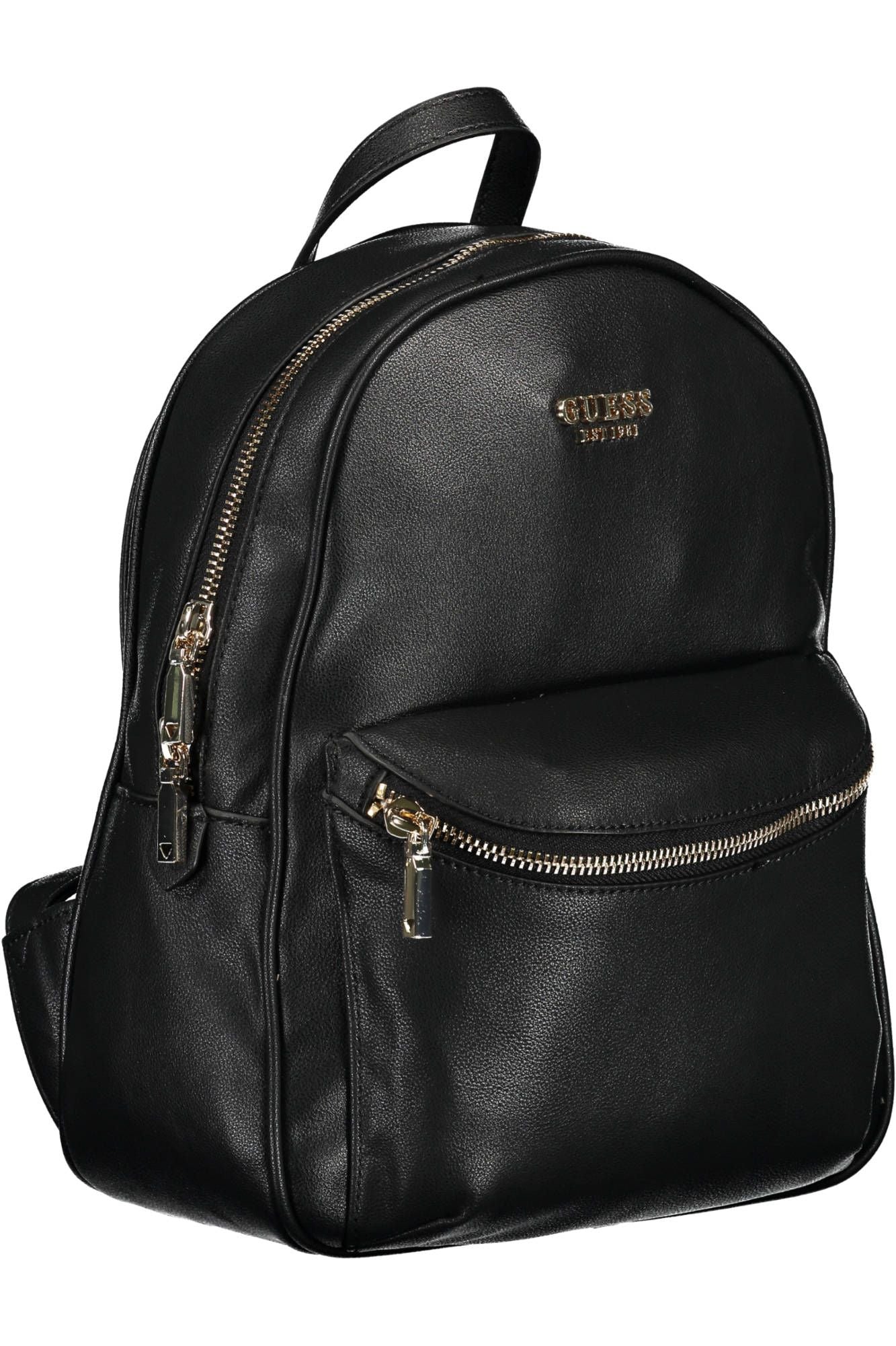 Elegant Black Polyurethane Backpack