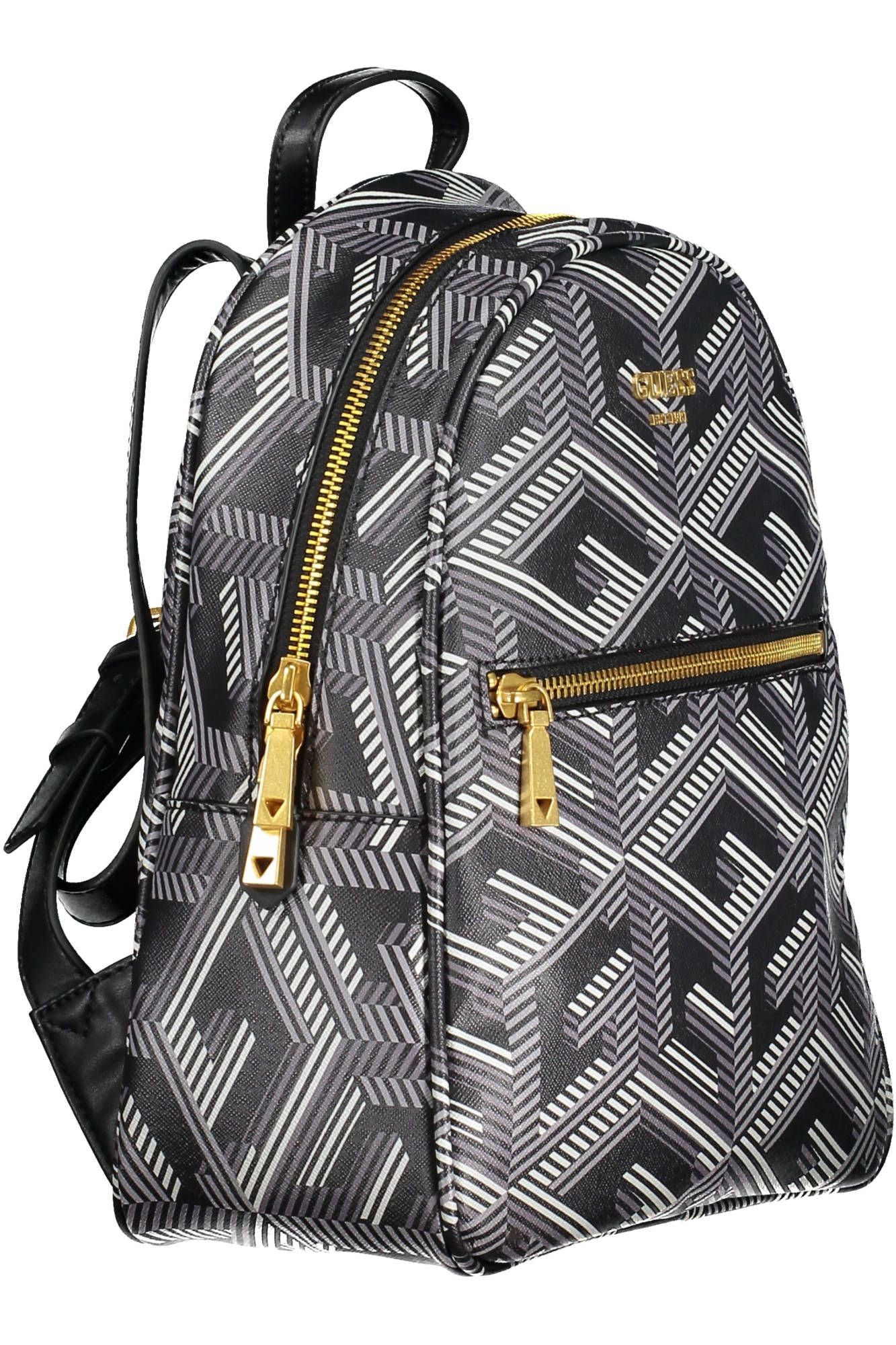 Chic Black Polyurethane Backpack for Daily Elegance