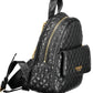 Chic Black Polyethylene Backpack with Logo Detail