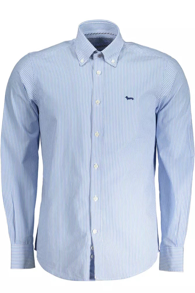 Elegant Light Blue Button-Down Organic Shirt