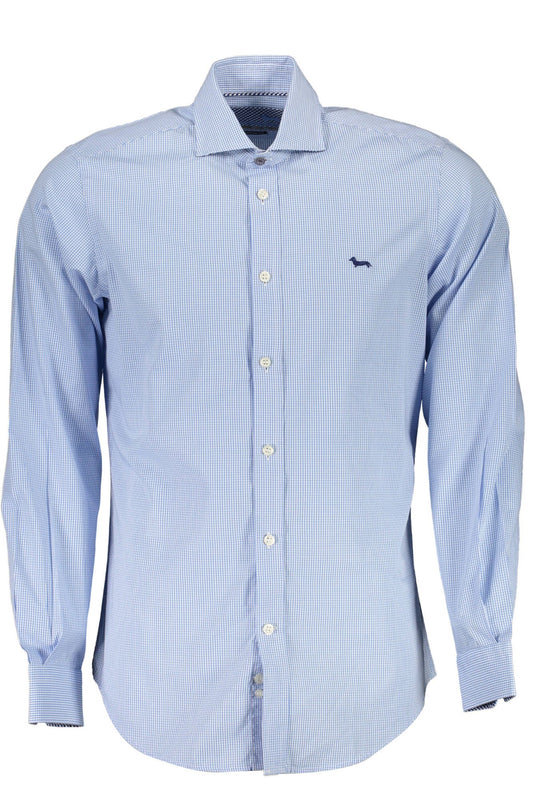 Elegant Light Blue Slim Fit Shirt with French Collar