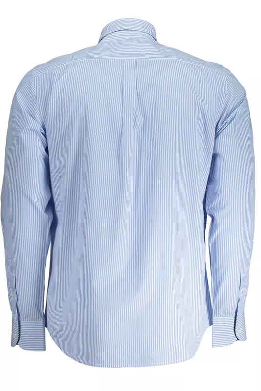 Elegant Light Blue Button-Down Organic Shirt