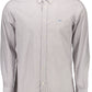 Elegant White Cotton Shirt with Contrasting Cuffs