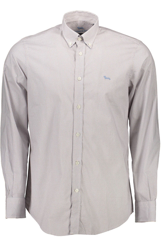 Elegant White Cotton Shirt with Contrasting Cuffs