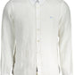Elegant White Linen Shirt with Contrasting Cuffs