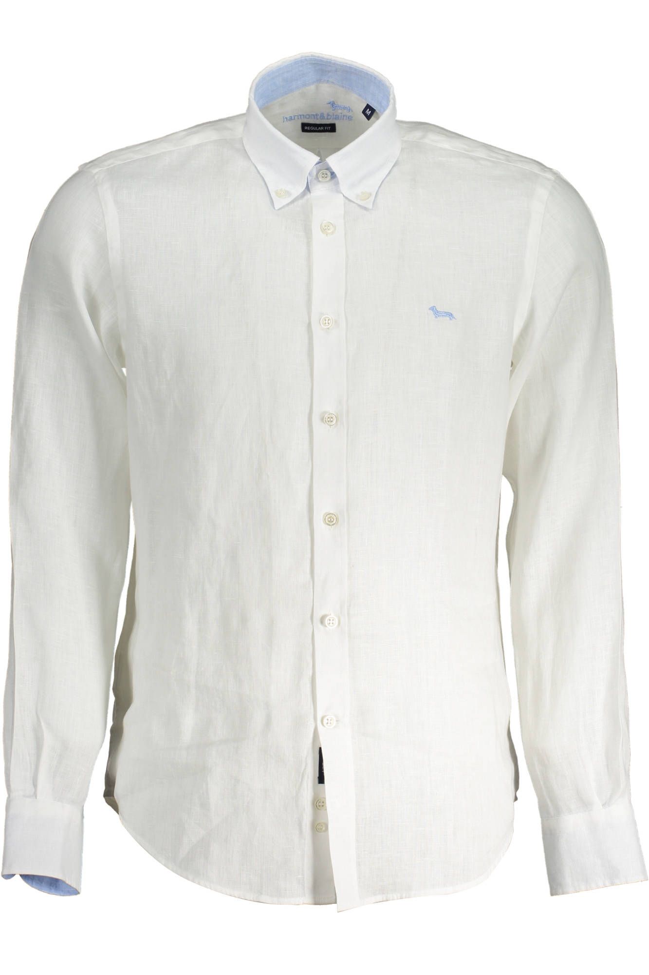 Elegant White Linen Shirt with Contrasting Cuffs