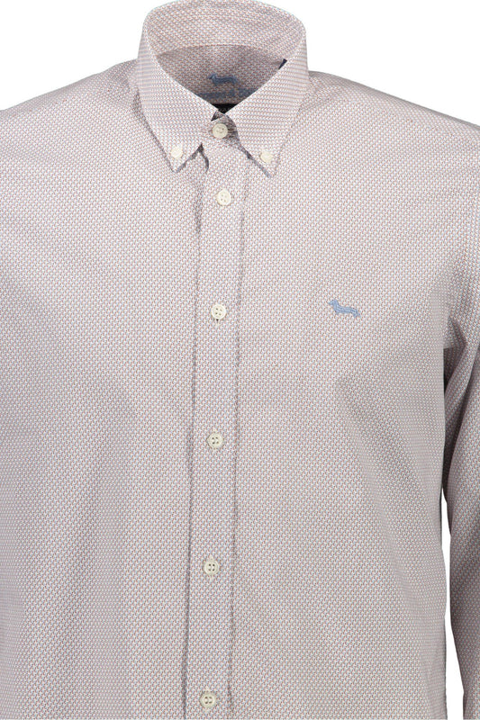 Elegant White Cotton Shirt with Contrasting Cuffs