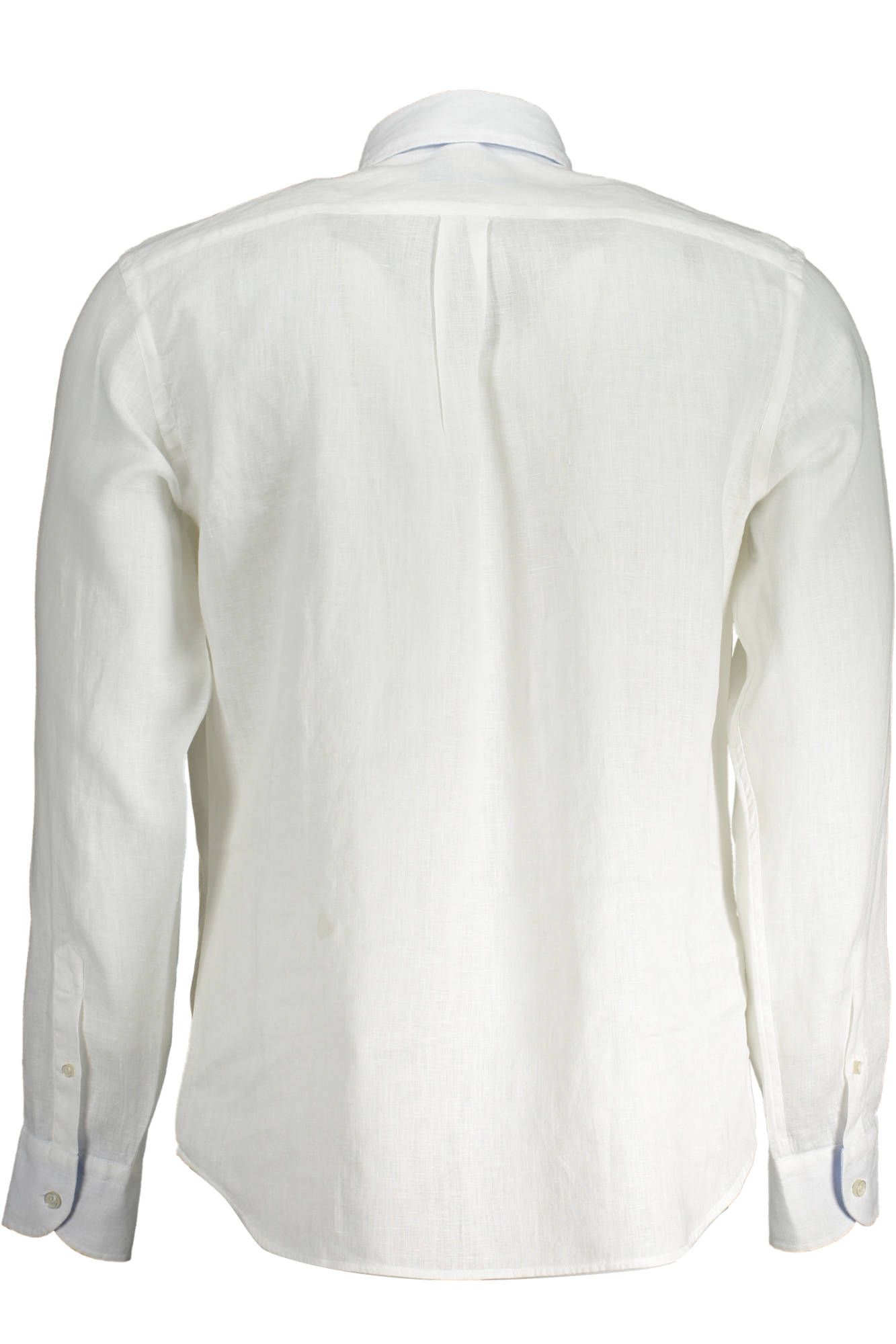 Elegant White Linen Shirt with Contrasting Cuffs