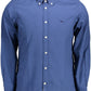 Elegant Blue Cotton Long Sleeve Shirt