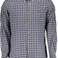 Elegant Blue Cotton Shirt with Contrasting Cuffs
