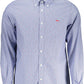 Elevated Casual Blue Cotton Shirt with Contrasting Details