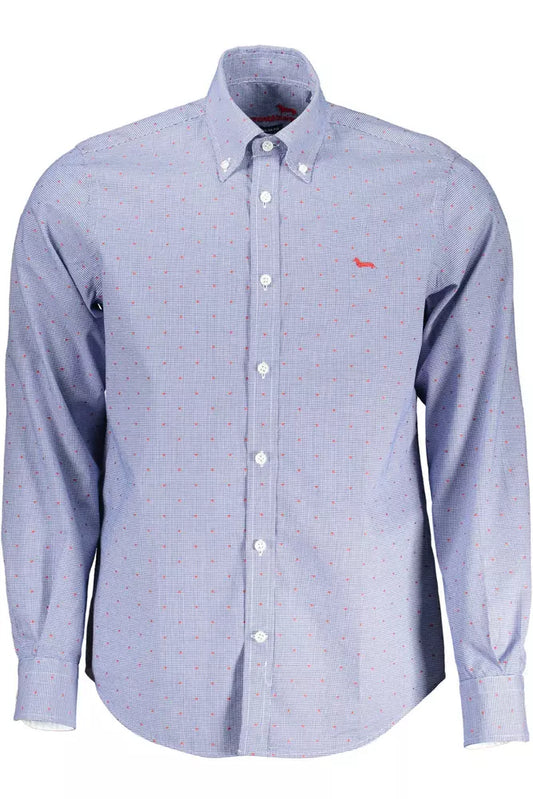 Elegant Blue Cotton Shirt with Contrast Details