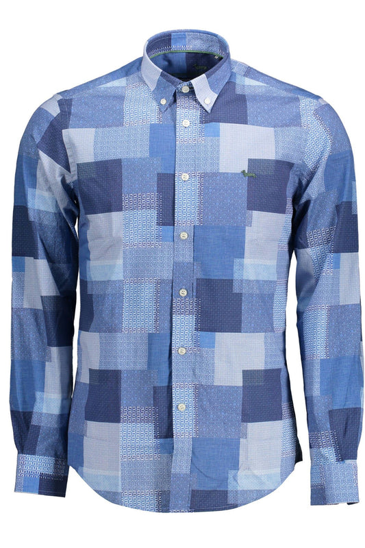 Elegant Blue Cotton Button-Down Shirt