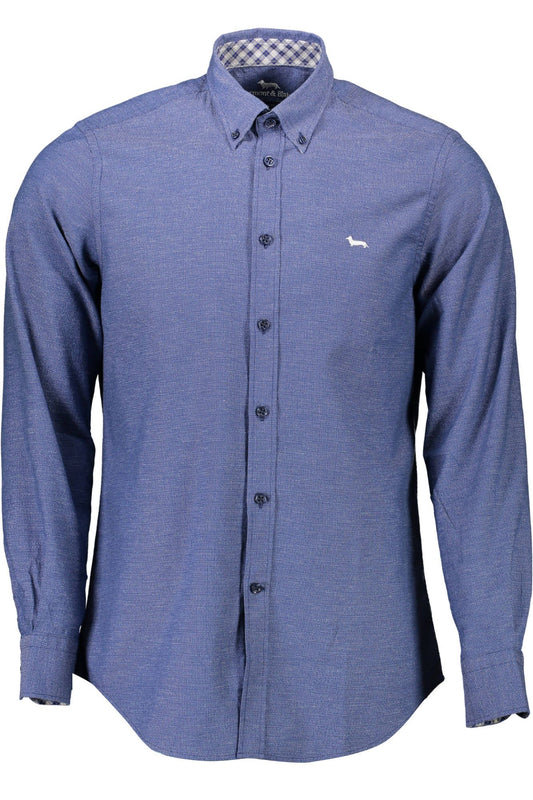 Elegant Blue Cotton Button-Down Shirt