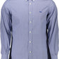Elegant Blue Button-Down Organic Cotton Shirt