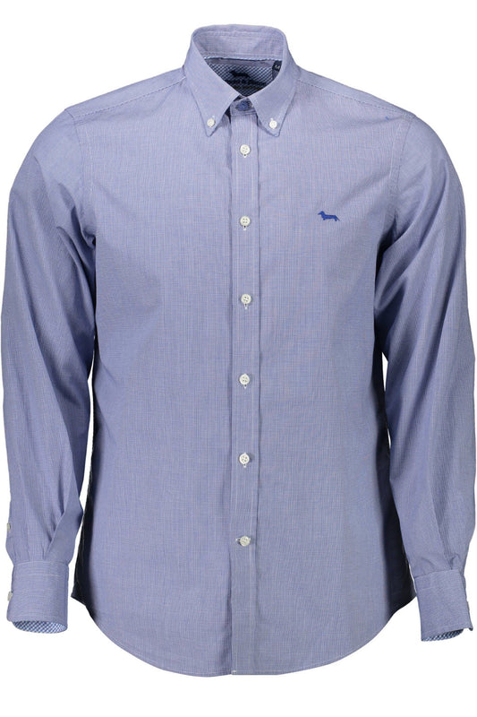 Elegant Blue Button-Down Organic Cotton Shirt