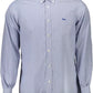 Elegant Blue Long-Sleeved Button-Down Shirt