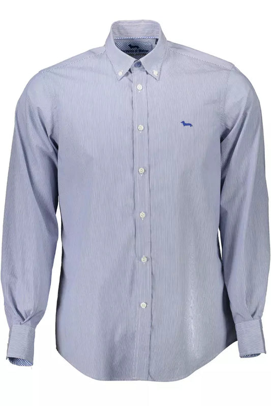 Elegant Blue Long-Sleeved Button-Down Shirt