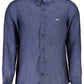 Chic Blue Linen Button-Down Men's Shirt