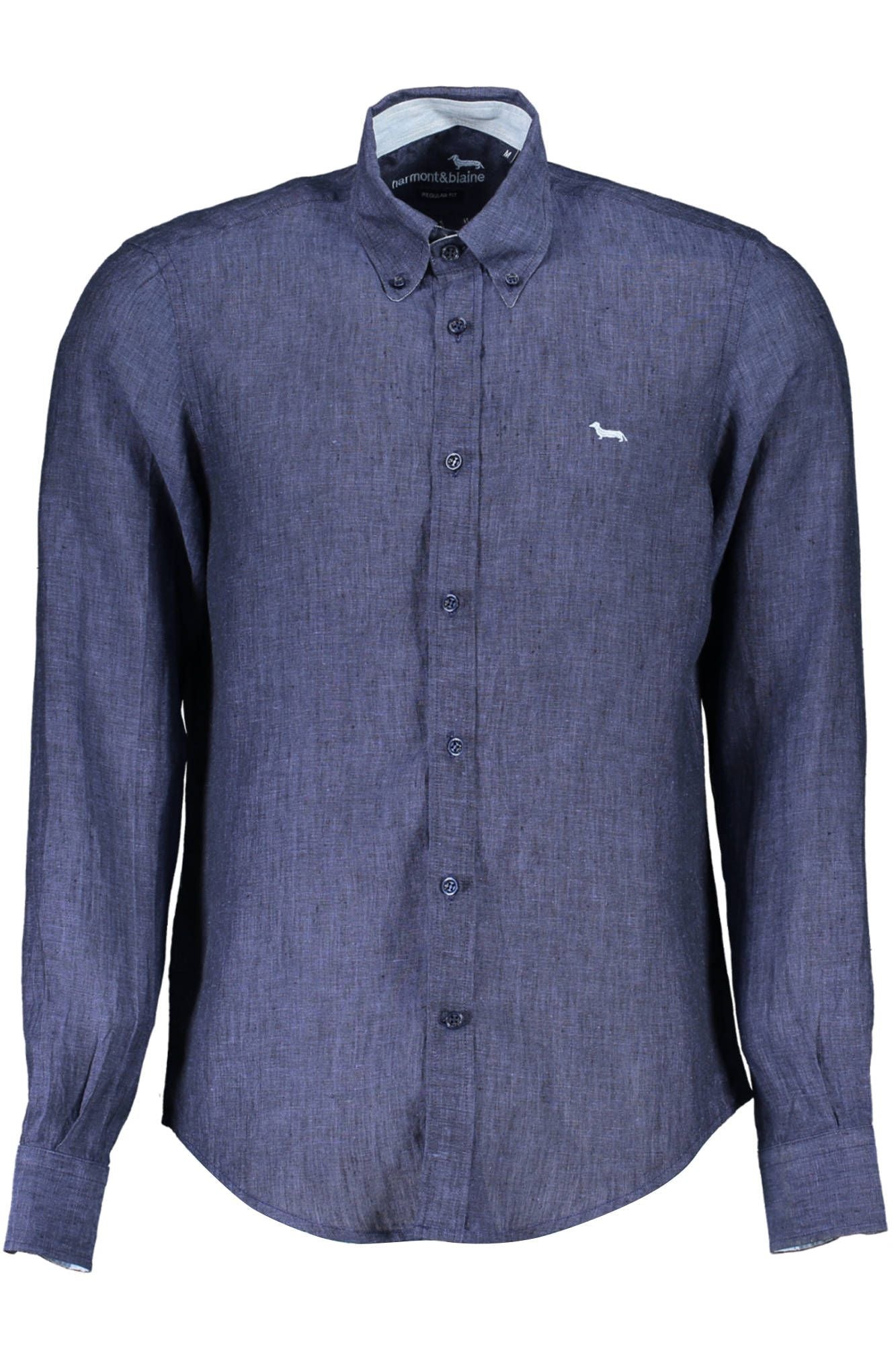 Chic Blue Linen Button-Down Men's Shirt