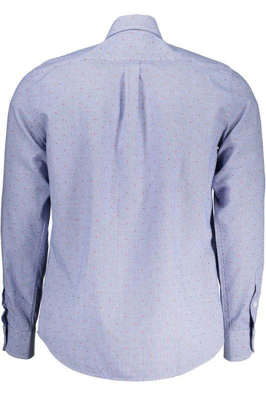 Elevated Casual Blue Cotton Shirt with Contrasting Details