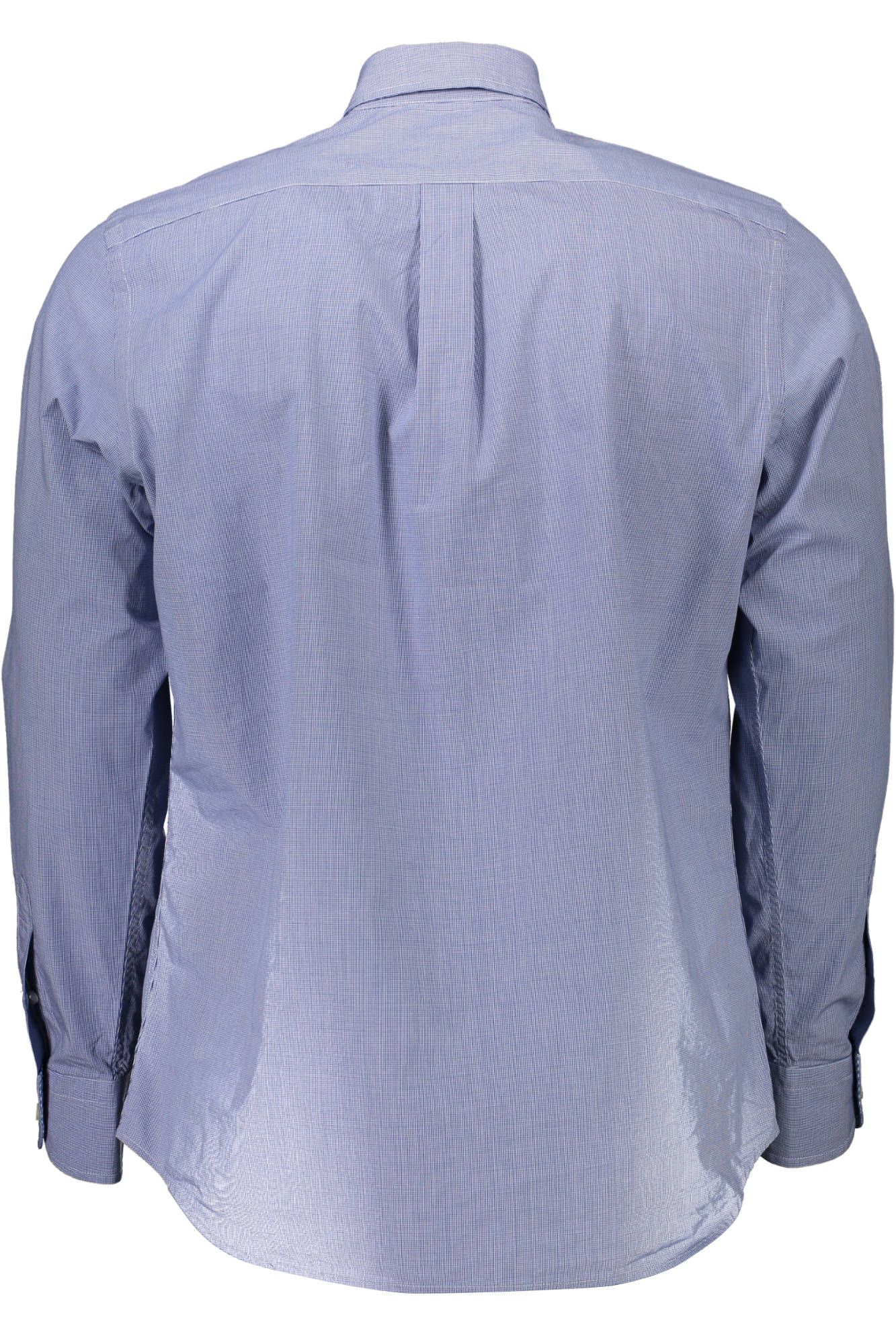 Elegant Blue Button-Down Organic Cotton Shirt