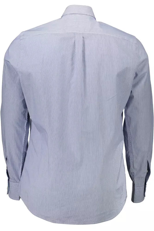 Elegant Blue Long-Sleeved Button-Down Shirt