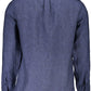Chic Blue Linen Button-Down Men's Shirt
