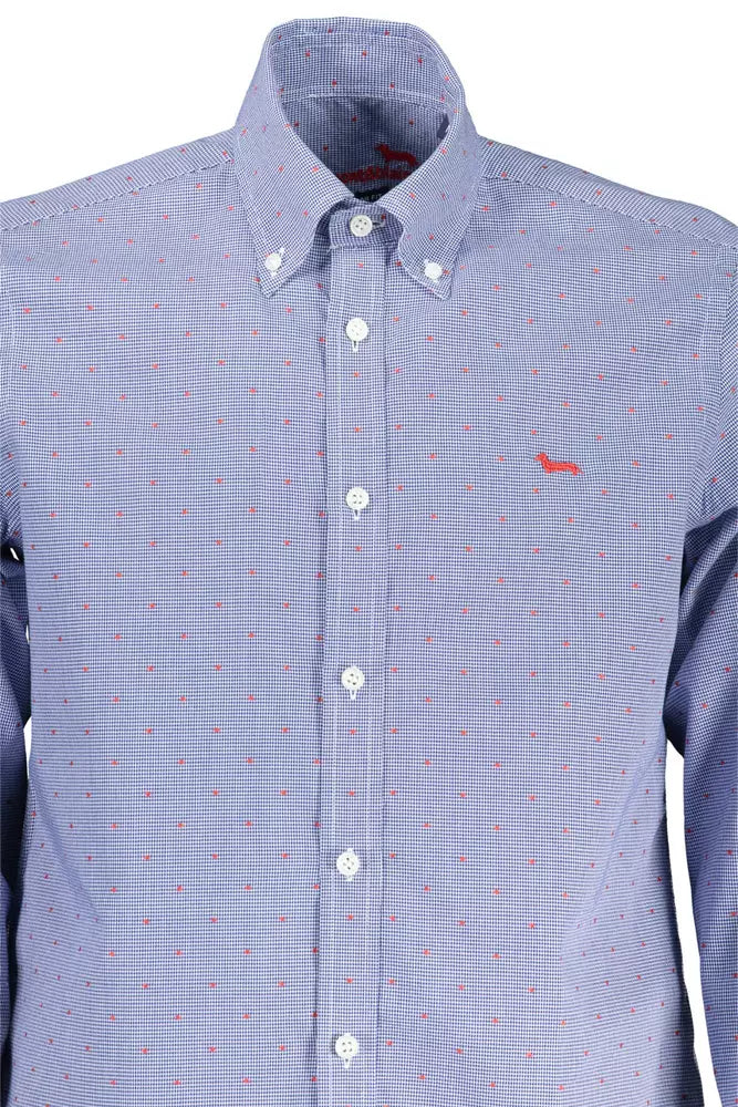 Elegant Blue Cotton Shirt with Contrast Details