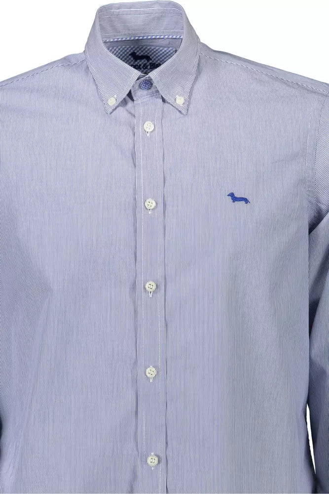 Elegant Blue Long-Sleeved Button-Down Shirt