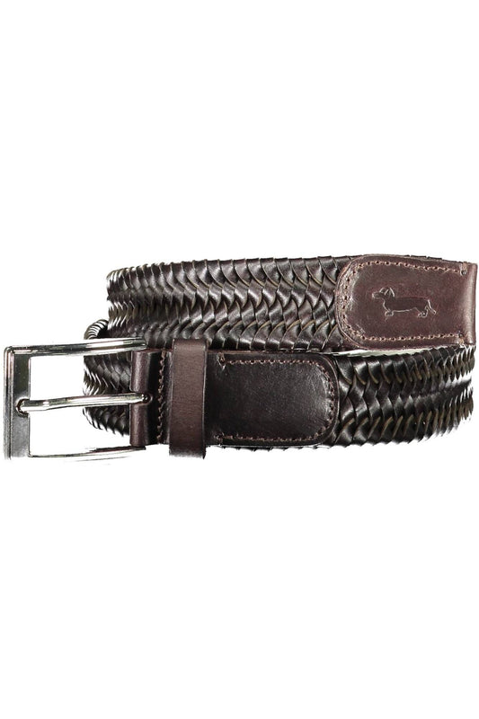 Elegant Brown Leather Belt with Metal Buckle