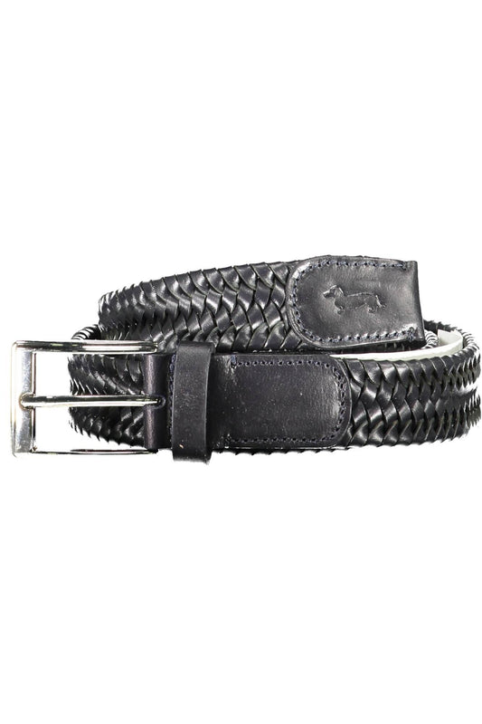 Elegant Black Leather Belt with Metal Buckle