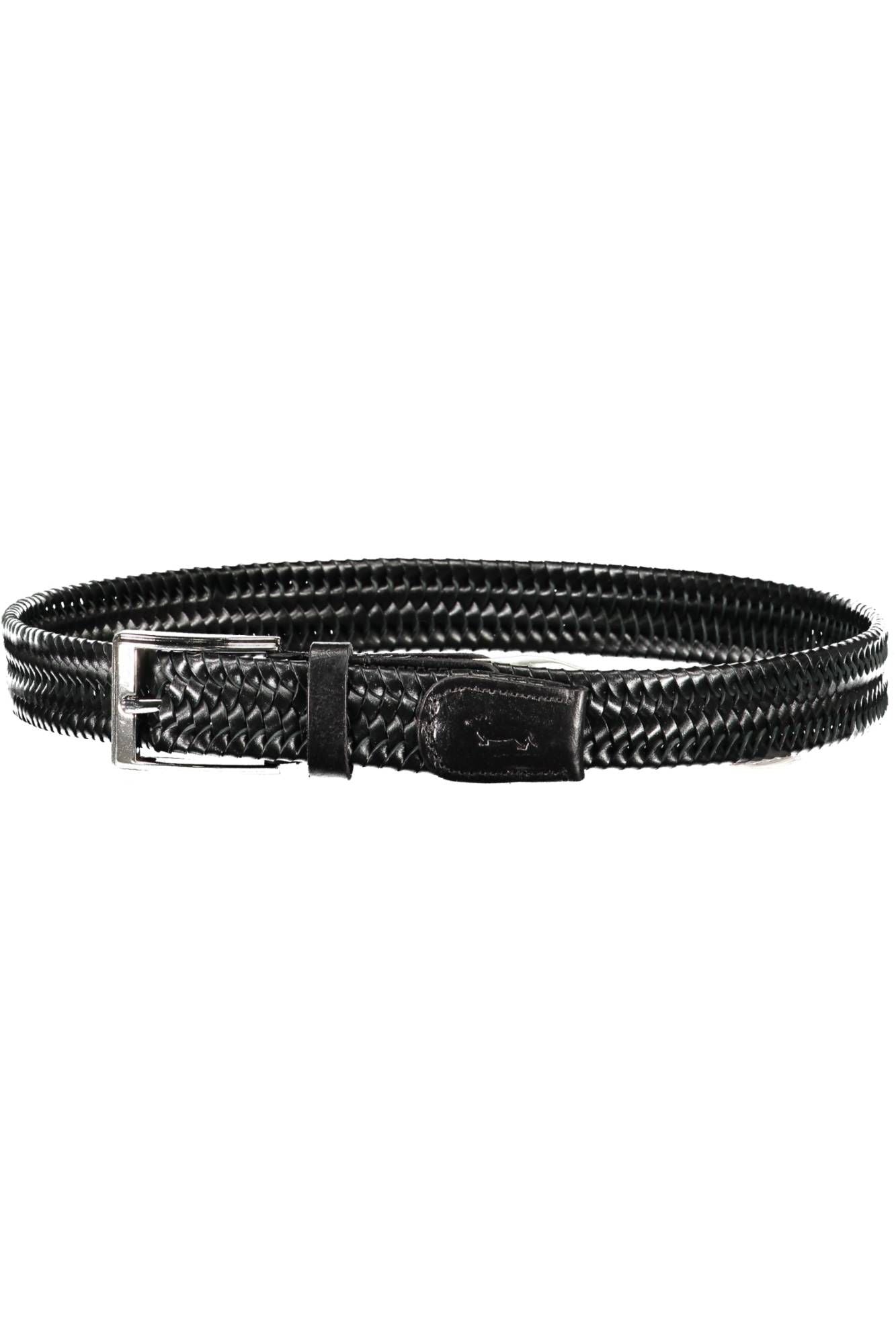 Elegant Black Leather Belt with Metal Buckle