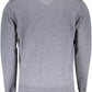 Elegant Gray Wool V-Neck Sweater