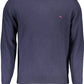 Elegant Blue Wool Sweater with Contrasting Details