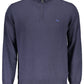 Elegant Blue Half-Zip Turtleneck Sweater